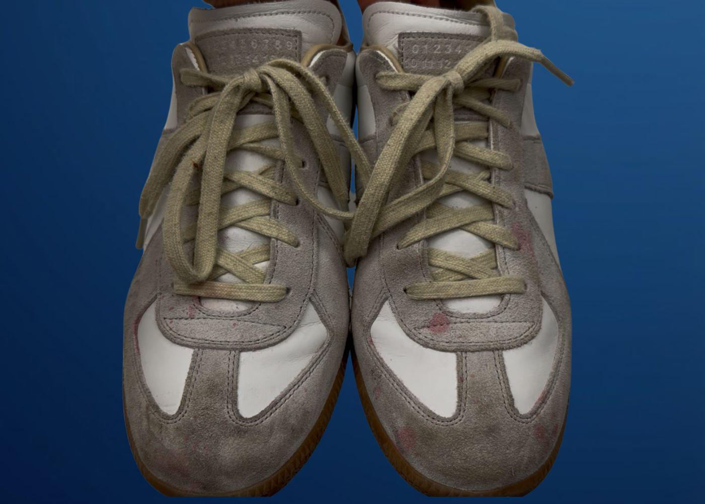 Real customer sneaker pair, before and after Kicks2Fresh restoration